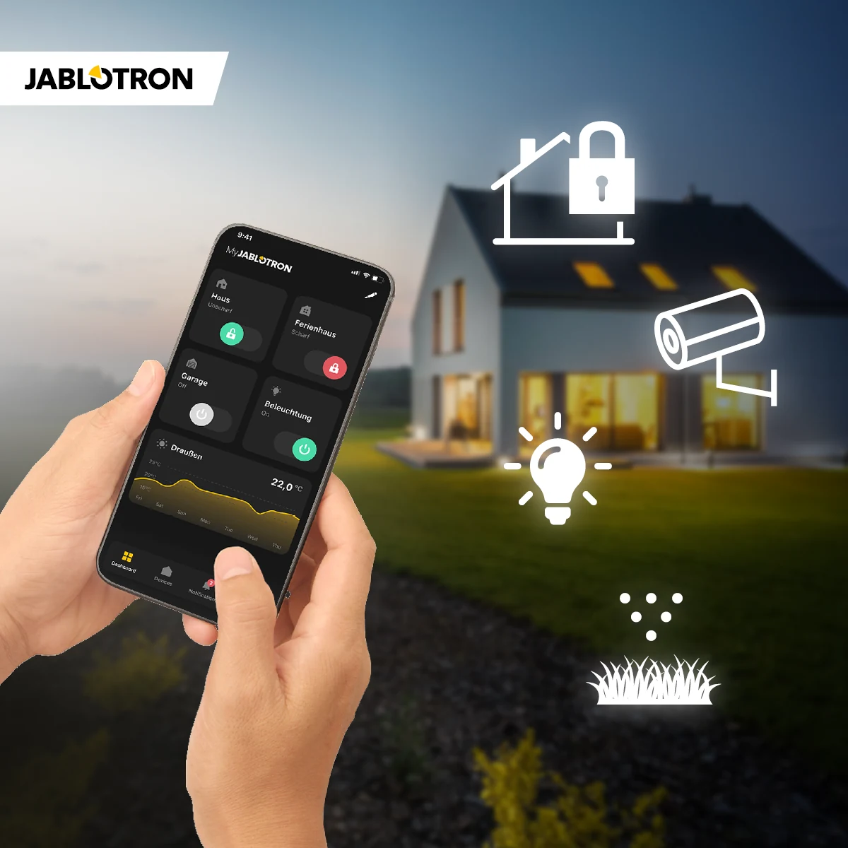 Jablotron 100+ App-Steuerung für ein vernetztes Sicherheitssystem