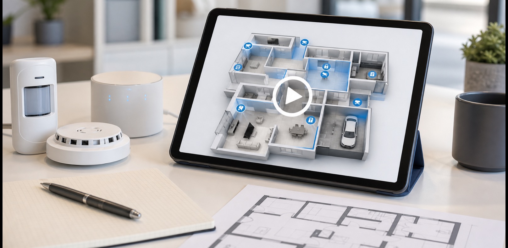Video-Beitrag zur Alarmanlagen-Planung mit Lageplan und Sensoren