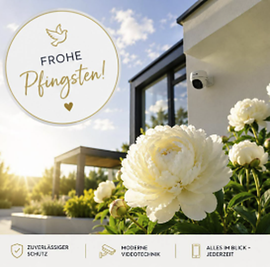 Instagram-Post: Frohe Pfingsten mit Sicherheitstechnik am Haus